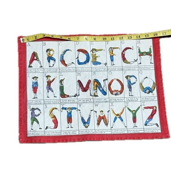 Vintage fabric, alphabet, yoga, placemats set of 4 - Picture 3 of 4